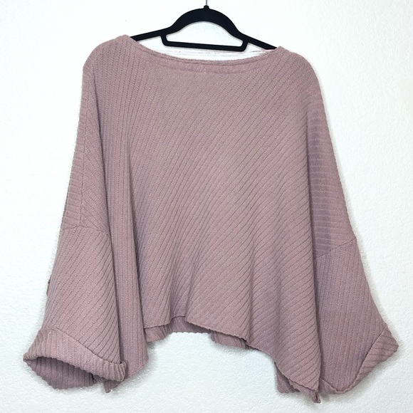 Free People Sweaters - FREE PEOPLE Sweater Large Oversized Cropped I Can't Wait Dust of Roses Pink